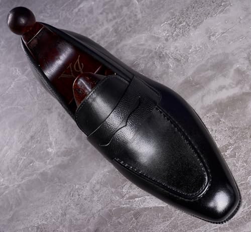 Santimon Men's Loafers & Slip-Ons Wedding Dress Genuine Leather Prom Formal Mocasines Business Casual Penny Loafers Comfortable Tuxedo Shoes for Men2