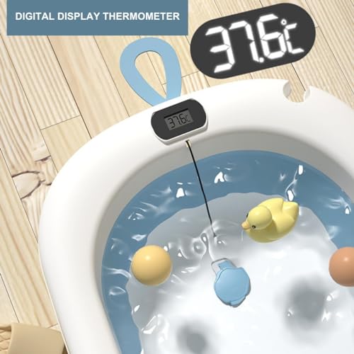 Image of Baby Bath Tub with Temperature Sensor, Bath Chair | Anti Slip Bathtub with Folding Bathing Support | Baby Bath Seat /Sling with Non Slip Suction Base for Babies (Pink-White)