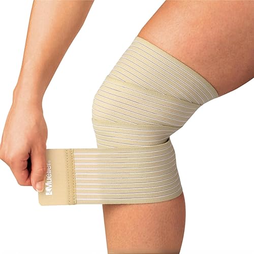 MUELLER Sports Medicine All-Purpose Support Wrap for Men and Women, Adjustable Compression for Joint and Muscle Support, Beige, Regular (Pack of 1)