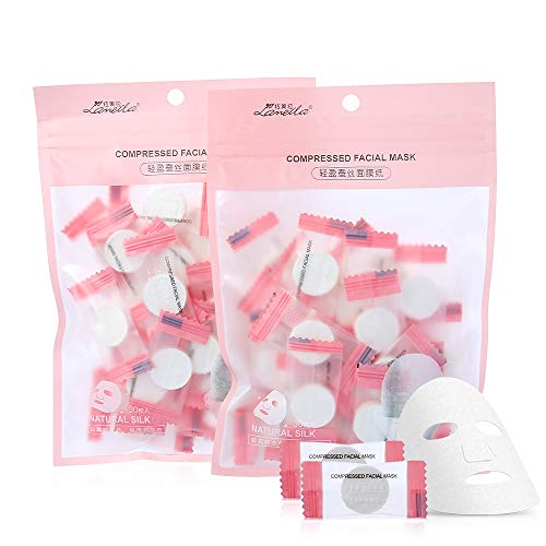 DIY Cotton Compressed Facial Masks, Facial Mask Sheet Paper for Small Face,DIY Cotton Sheet Masks,Facial Paper Natural Cotton Wrapped Paper 2 Pack 60 PCS Total