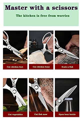3Pcs 304 Stainless Steel Kitchen Tool Set. Kitchen Scissors, Fish Scale Remover, Shrimp Line Knife,All Purpose Scissors Shears,Fish Cleaning Tools ,Shrimp Peeler Opener For Seafood And Outdoor Fishing #TOP4