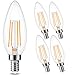 Candelabra LED Light Bulb,Cotanic 5W LED Chandelier Bulb 60Watts Equivalent,2700K Warm White Ceiling Fan Bulb,B11 Candle Shape,Type B Light Bulb,E12 Small Candelabra Base,450lm,Non-dimmable,Pack of 6