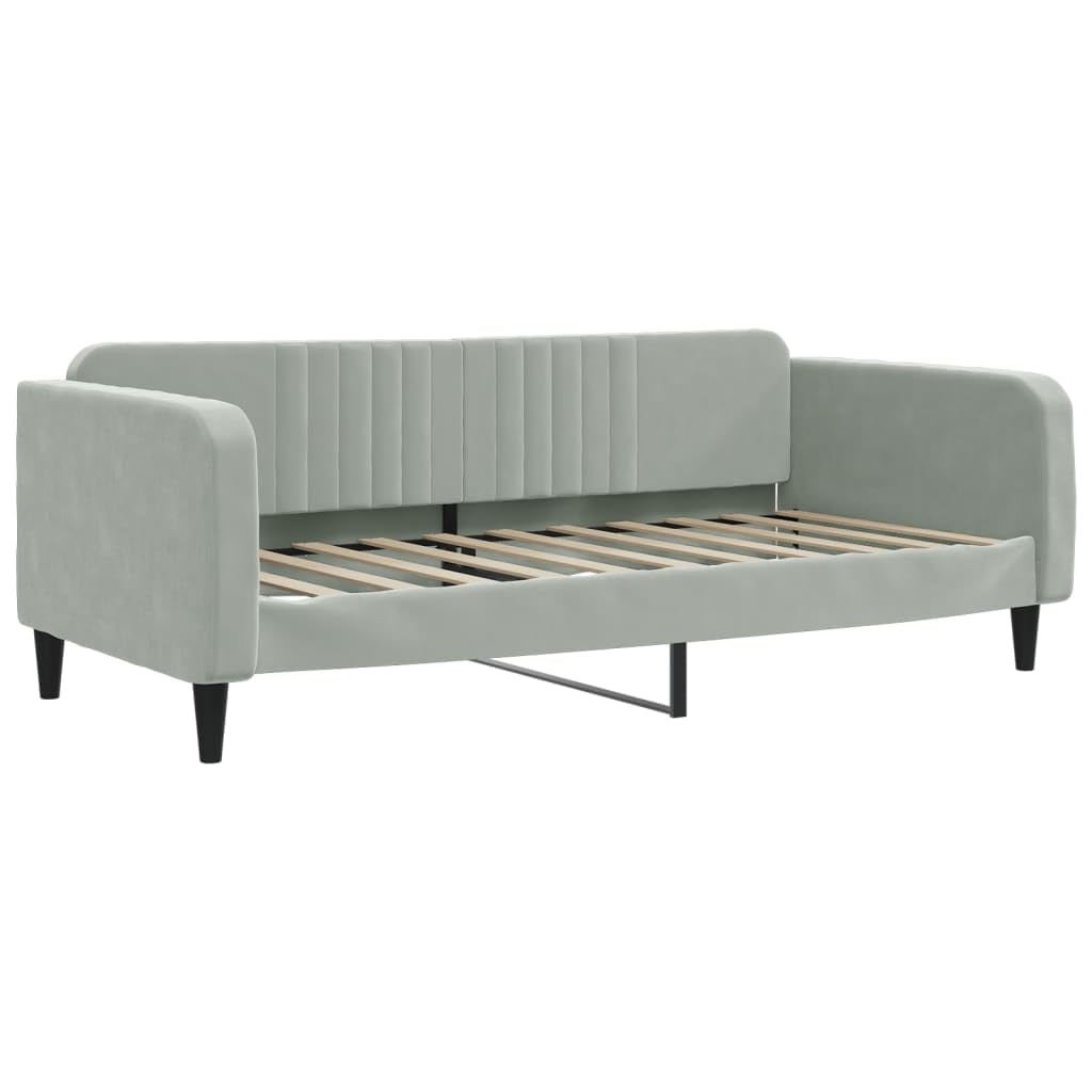 Velluto Trasformabile 2 in 1 Divano Letto Grigio Chiaro 90x190 cm