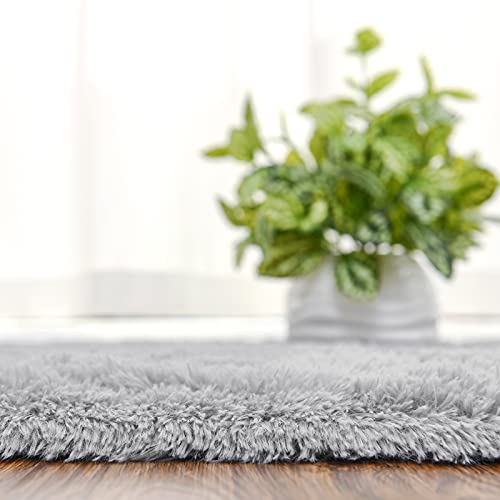 Softlife Fluffy Rugs For Bedroom, Shag Cute Area Rug For Girls And Kids Baby Room Home Decor, 2.6 X 5.3 Feet Oval Indoor Carpet For Nursery Dorm Living Room, Grey #TOP7