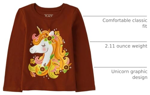 Image of The Children's Place Baby-Girls and Toddler All Holidays Long Sleeve Graphic T-Shirts Autumn Harvest Unicorn 3T
