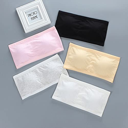 Pacote com 4 Bandeau Acolchoado para Meninas – Sutiã de Algodão Respirável Sem Alças Bralette Sem Co