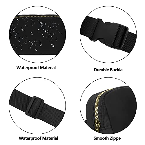 VKIOIP-Belt-Fashion-Waist-Pack-with-Adjustable-StrapHands-Free-Crossbody-Fanny-Bag-with-ZipperWorkout-Exercise-Accessories-for-TravelingRunningHikingCyclingSports-GiftsBlack