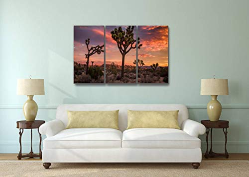 Yking1 Joshua Tree Desert Landscape At Sunset Romantic Sunsets And Pictures Wall Art Painting Pictures Print On Canvas Stretched & Framed Artworks Modern Hanging Posters Home Decor 3Panel #TOP3