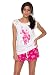 US Polo Assn. Women's 2 Piece Printed Tank Top and Shorts Pajama White & Pink Set M
