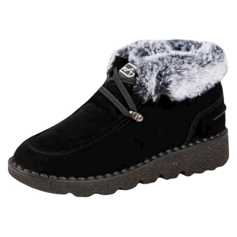 Womens fashionable short boots - Large size lace-up warm snow boots - Suitable for autumn-winter