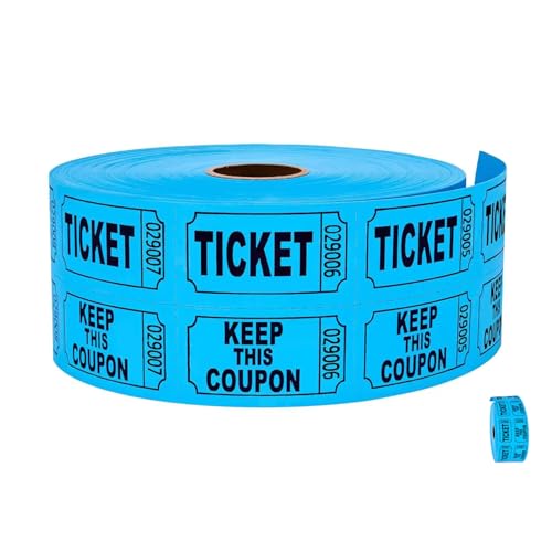 2000 Blue Raffle Tickets, 2 Rolls of 1000 – Double Tickets for Events, Fundraisers, Prizes, and More Yard, Garage & Car Drying 1