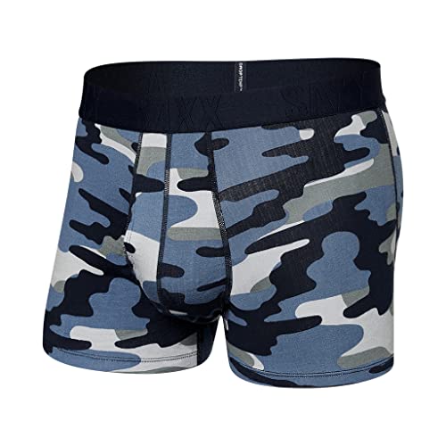 Saxx Sous-vêtement pour homme – DROPTEMP™ Rafraîchissant Mesh Boxer avec poche TM intégrée et intervention – Doux, respirant et régulateur d'humidité – Sous-vêtement pour homme, Tidal Camo-blau, S