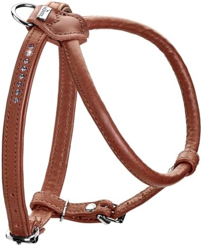 HUNTER Round & Soft Canadian UP Hundegeschirr | geschmeidiges Rindsleder, rundgenäht, fellschonend, Made in Germany, Farbe: Cognac, Größe: XXS-XS