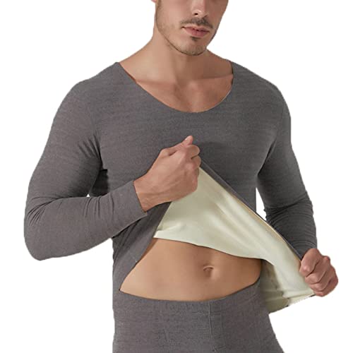 Sous-vêtement thermique homme polyester gris clair ensemble haut bas