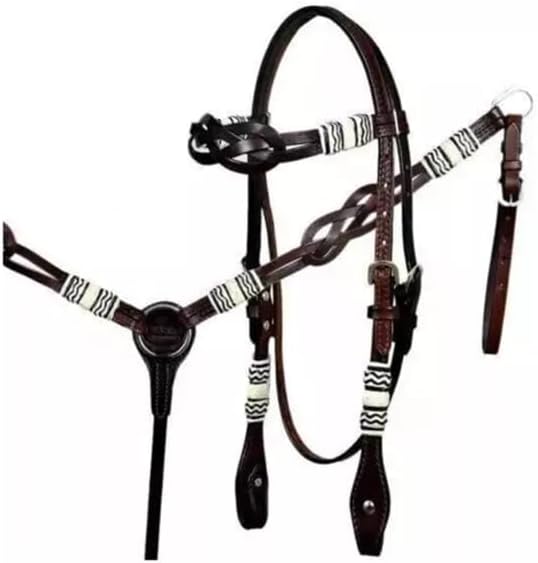 Western Leather Hand Tooled Headstall and Breast Collar Set with Reins. /Size-Full,Cob,Pony AO-940