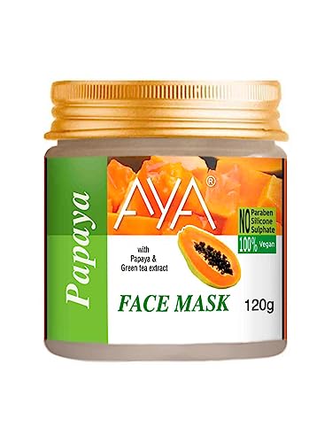 AYA Papaya Face Mask, 120 g | For Skin Brightening, Cleansing, Smoothening, Deep Pore Cleansing Moisturizing Face Mask For All Skin Types No Paraben | No Silicone, No Sulphate
