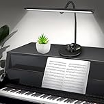 TonyEst Piano Light for Grand / Upright Piano, LED Desk Lamp with 5 Color Modes, USB Charging Port, Dimmable Gooseneck, Auto-Off Timer, Black Metal