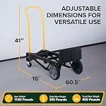 Harper Camions PJDY2223AKD 400 Pound Capacité verre rempli Nylon Frame Double camion à main convertible et Dolly avec 8 Roues Pneumatiques de pouce, Noir