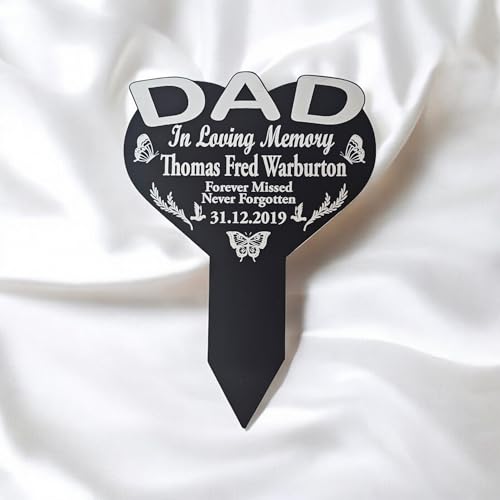 Dad Loving Memory Graveside Marker Memorial gift for your loving Father Personalised rememberance Plaques With Custom Text, Gardens Ground Stake Or Grave Ornaments - Acrylic, Waterproof