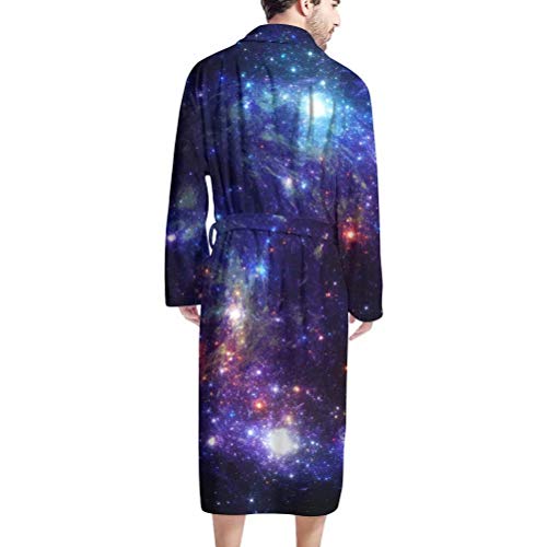 Afpanqz Starry Galaxy Design Bathrobes For Mens Shawl Collar Classic Pajama With Belt Self-Tie V-Neck Extra Long Warm Textured Robes Long Sleeve Comfortable Sleepwear Purple Kimono Robes Big & Tall #TOP1