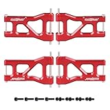 Hobbypark Aluminum Suspension Arms Set (Front and Rear) for Traxxas 1/18 LaTrax Teton Upgrades Desert Prerunner, Replace Parts 7630 (4-Pack) (Red)