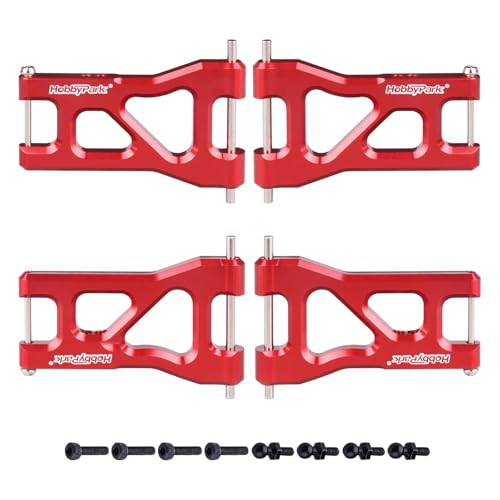 Hobbypark Aluminum Suspension Arms Set (Front and Rear) for Traxxas 1/18 LaTrax Teton Upgrades Desert Prerunner, Replace Parts 7630 (4-Pack) (Red)