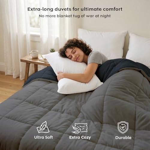 Image of AYKA Reversible AC Comforter 150 GSM Lightweight Microfiber Summer Blanket for Double Bed (90x100 Inches) | Soft Cooling Quilt, Breathable All Season Duvet for AC Room | Charcoal & Grey