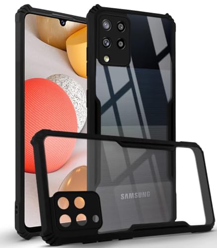 Image of Jkobi Back Case Cover for Samsung Galaxy A42 (Shockproof with Polycarbonate Clear Panel | Professional Black)