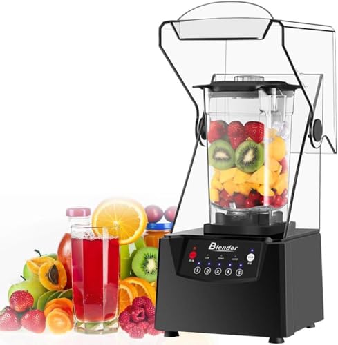 ABDULWEN Professional Countertop Blenders Compact Smoothie & Food Processing Blender, Commercial Blender With Shield Quiet Sound Enclosure,2200W,for Frozen Drinks, Sauces & More,Self-Cleaning