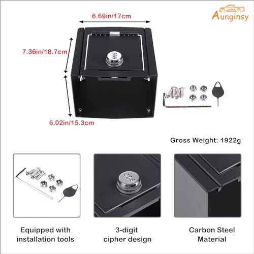 Car Center Console Lock Safe Box Armrest Storage Compatible with Ford Maverick 2022-2025 Center Console Lock Box Armrest Security Organizer Tray Vault with 3 Digit Combo Password Insert Accessories