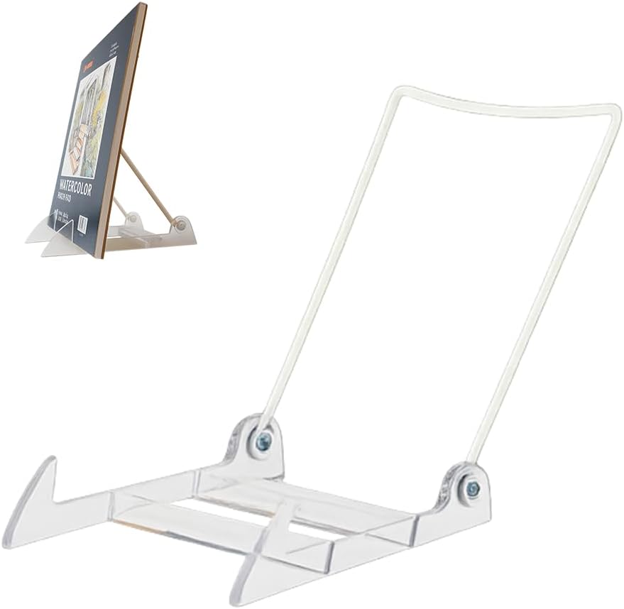 KINGDOM SOLUTIONS MADE IN USA 12-pack Sturdy & Durable Adjustable Acrylic Easels to Display Unnoticeably Plates, Art, Pictures & More - Unique on the Market