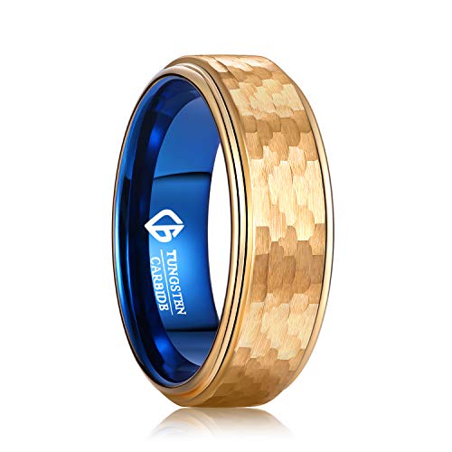 Love Beauties 8Mm Tungsten Titanium Rings Mens Wedding Band Double Color Wedding Ring Engagement Band Ring Gold-Like Yellow Tungsten Titanium Band (12) #TOP5