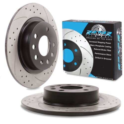 Direnza Rear Grooved Drilled 278mm Brake Discs Compatible with Vauxhall Opel Zafira 2.0 Turbo 2005+