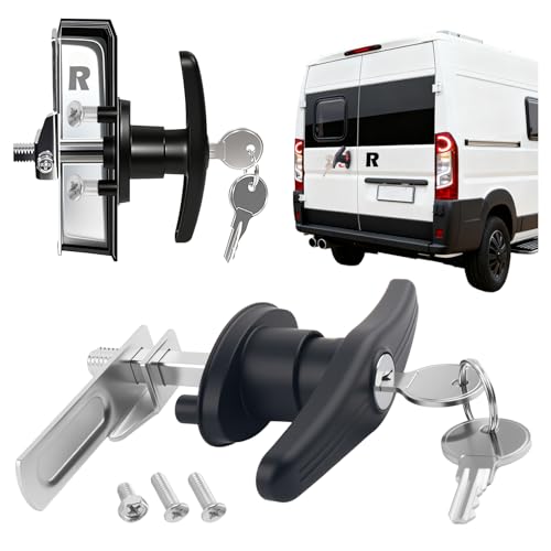 T-Handle Truck Topper Lock Kit with Lock Cam & 2PCS Keys,Sturdy Camper Shell Locks Latch for Replacing Old Parts,Practical Truck Cap Locks Camper Shell Accessories (R)