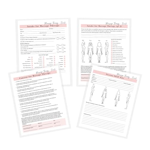 Massage Therapist Client Intake Forms Female Intake,Consent,SOAP Notes | Forms for Medical History Treatment and Technique | 75pk, 25 of Each | Dbl Sided | Aftercare Instructions, Separate Soap Notes