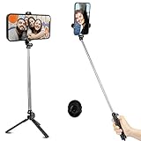 【Soporte de teléfono giratorio y de ángulo ajustable】 Tiene un cabezal de rotación de 220 ° con una perilla ajustable + soporte de teléfono giratorio de 360 ​​°, puede girar el clip del teléfono y seleccionar el modo de cámara horizontal o vertical para obtener las mejores fotos de ángulo.