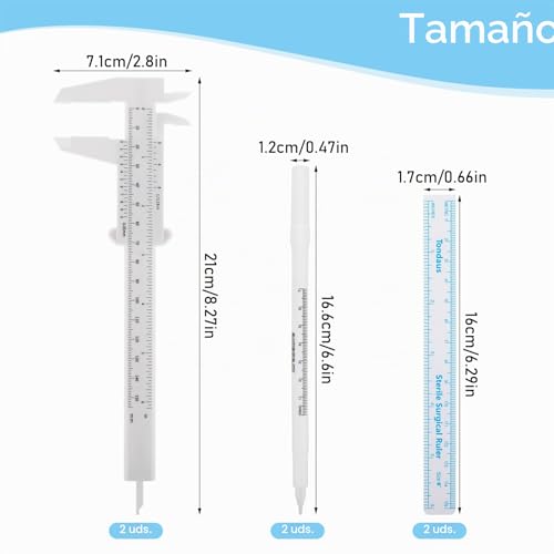 Miniatura 2 de Aster 6 Herramientas De Mapeo De Cejas, 2 Reglas De Medición De Cejas, 2 Marcadores Blancos Con 2 Reglas De Papel, Marcador De Piel, Herramientas De Marcado De Posición De Maquillaje De Cejas