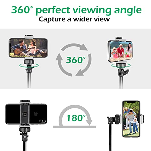 Torjim 62\" Phone Tripod, Portable Selfie Stick Tripod with Remote, Compatible with iPhone/Android/Camera, Stable Cell Phone Tripod Stand Perfect for Video Recording/Selfies/Live Streaming/Vlogging
