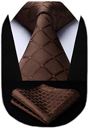 SetSense Men's Plaid Jacquard Woven Tie Necktie Set