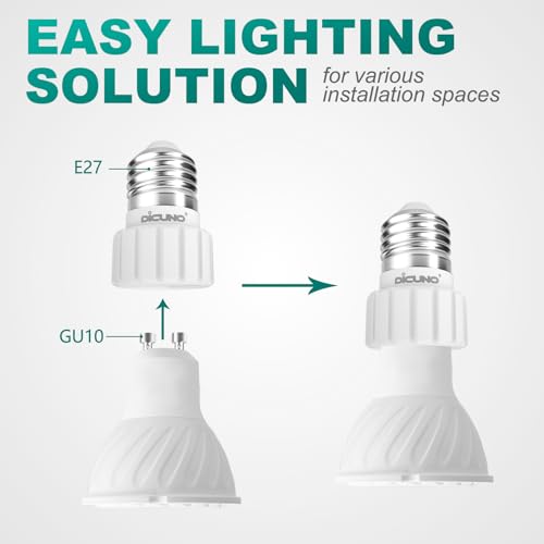 Image of DiCUNO E27 to GU10 6pcs Socket Adapter Socket Converter Lamp Base for LED and Incandescent Bulbs or Compact Fluorescent Bulbs