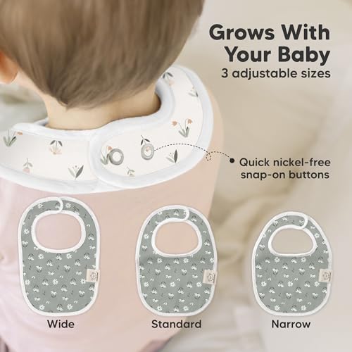 Image of 8-Pack Organic Baby Bibs for Boys, Girls - Soft Cotton Drooling and Teething Bibs for Baby Girl & Boy, Extra Absorbent, Easy to Clean & Put On for Toddler, Newborn, Infant 0-24 Months (Fleur)