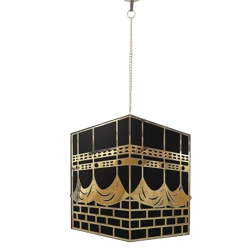 Kaaba Hanging Decoration – 18x17cm Islamic Wall Ornament for Hajj, Umrah, Eid & Ramadan – Gold Foil Accents – Spiritual Home or Party Décor