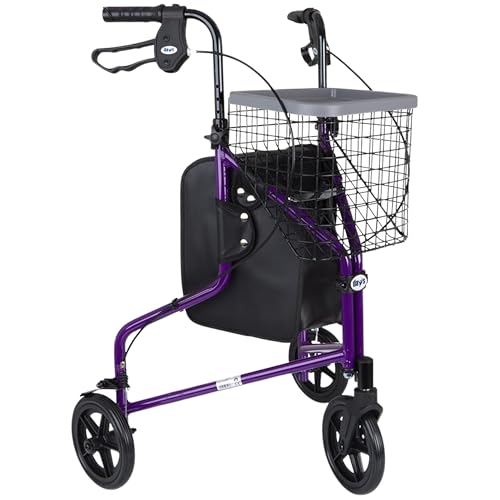 Déambulateur 3 roues Patterson Medical violet avec sac et panier pratique