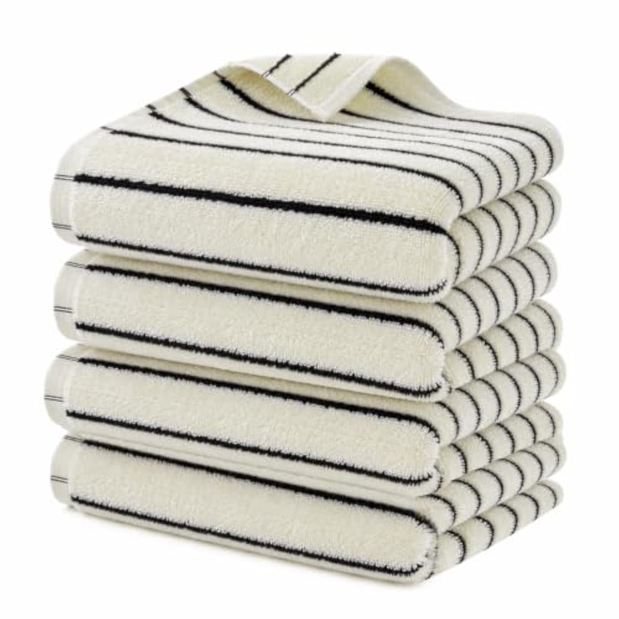 Striped Hand Towels for Bathroom, Black and White