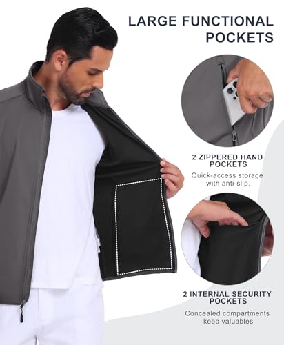 Image of Little Donkey Andy Men's Water-resistant Outerwear Vests, Stretch Windproof Vest for Cycling, Running, Golf