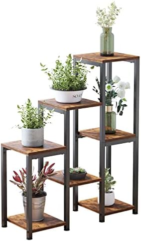 VonDream 3 Tier 7 Potted Plant Stand Indoor, Plant Stands for Indoor Plants Multiple, Corner Plant Shelf for Living Room, Tiered Plant Holder, Metal Plant Table