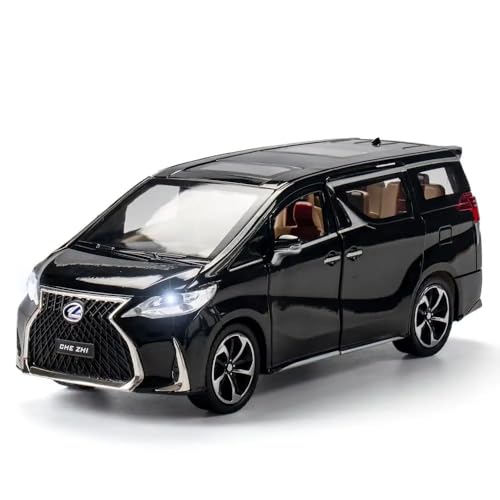 Image of FEXXA 🏎️ Exclusive Alloy Metal Pull Back Die-cast Car Model with Sound Light Mini Auto Toy for Kids Metal Model Toy Car with Sound and Light (1.24 Scale Lexus LM300-BLACK)