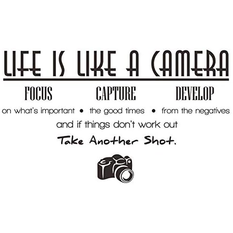 ElecMotive Life Is Like a Camera Focus Capture Develop and Take Another Shot Vinyl Wall Decals Quotes Sayings Words Art Decor Lettering Vinyl Wall Art Inspirational Uplifting (2.3' x 1.2') Cover