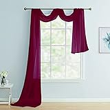 Scarf Sheer Voile 37x216 Window Quality Home Event Designs Beautiful Elegant Solid Topper Long Treatment Scarves Decorative Wedding Valance Curtain Living Room Bedroom Ceremony( Burgundy )