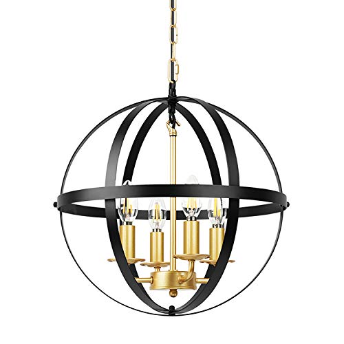 🔥 Lika 4-Light Chandeliers 15.8" Farmhouse Pendant Light with Industrial Metal Shade for Kitchen Island, Dining Room, Farmhouse, Foyer (Gold)